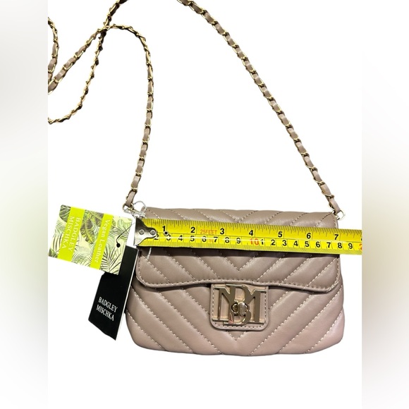 BADGLEY MISCHKA Vegan Leather Taupe Phone Crossbody Letter Lock in Front Bag NWT - Picture 6 of 7